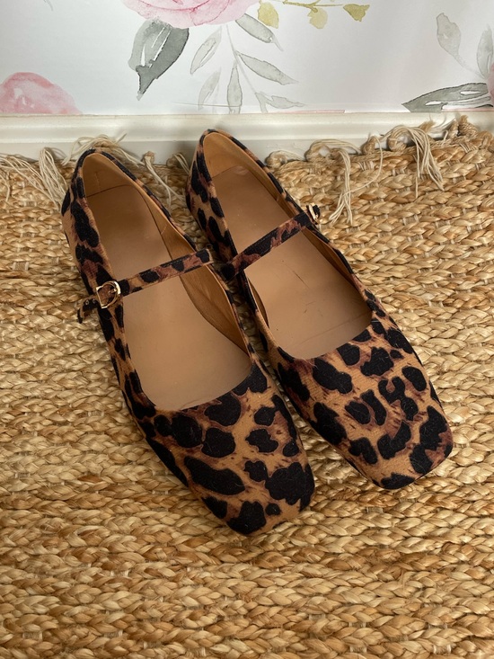 Shoes - Leopard Print Mary Jane Flats Square Toe Ballet Shoes Size 8.5